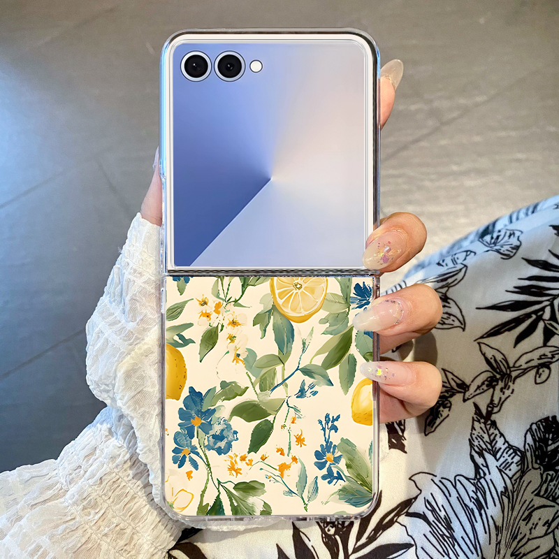 Phone Cases Z Fold 5 - Lemon Flower Pattern Folding Phone Case