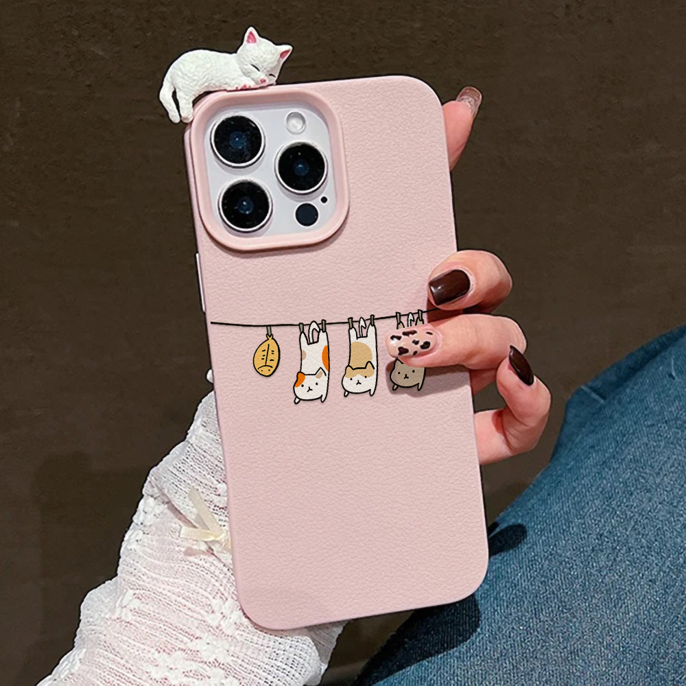 3D Cute Cartoon Cat Leather Ca - Phone Cases Cute Iphone 13 ulasan dan harga