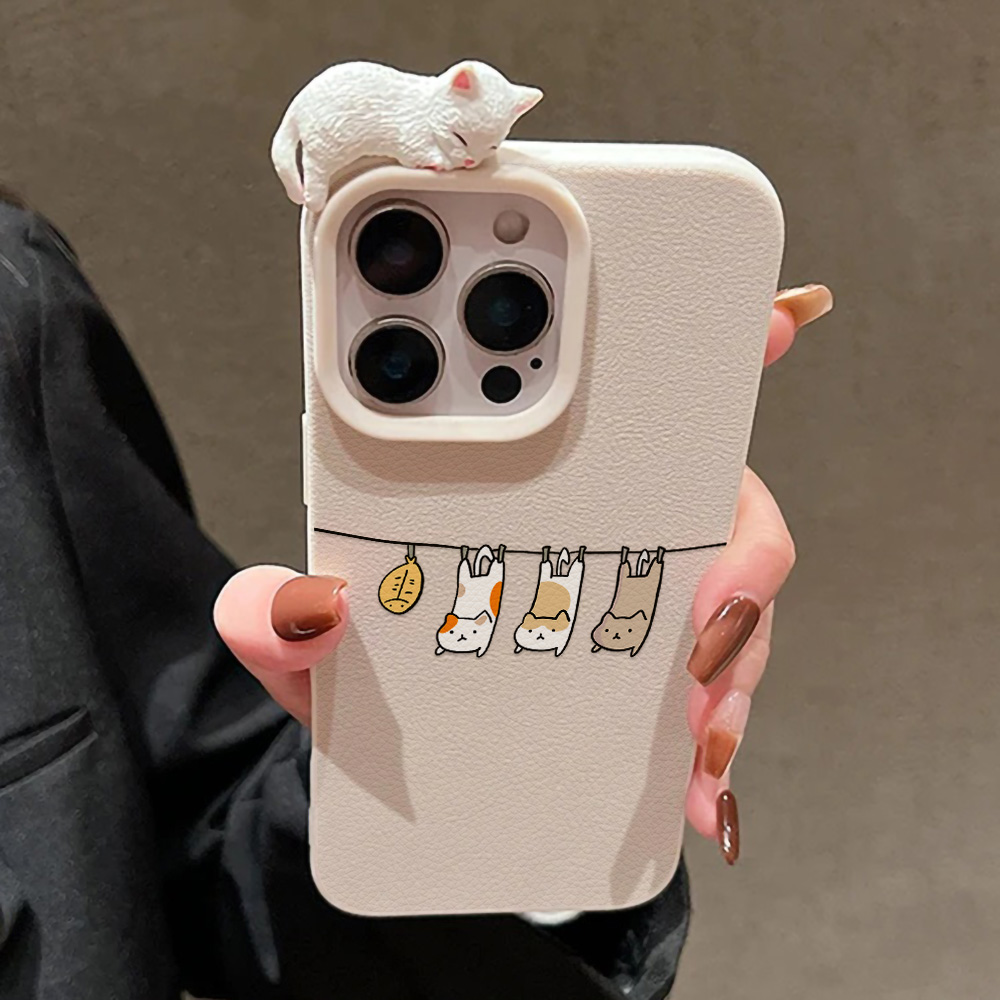 3D Cute Cartoon Cat Leather Ca - Phone Cases Cute Iphone 13 ulasan dan harga