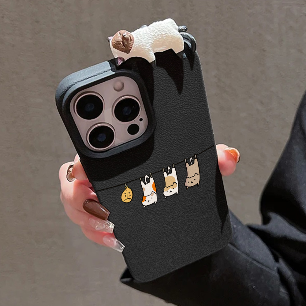 3D Cute Cartoon Cat Leather Ca - Phone Cases Cute Iphone 13 ulasan dan harga